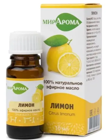 фото упаковки МирАрома эфирное масло Лимон