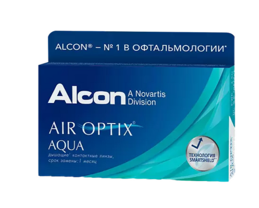Alcon Air Optix aqua контактные линзы плановой замены, BC=8.6 d=14.2, D(-0.75), 6 шт.