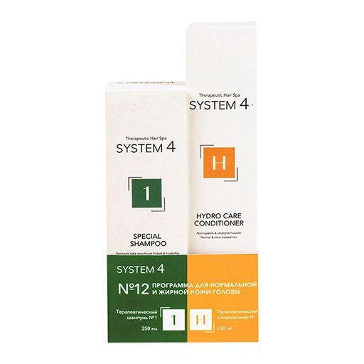 System 4 Программа №12 для нормальной и жирной кожи головы, набор, шампунь 250 мл + кондиционер 150 мл, 1 шт.