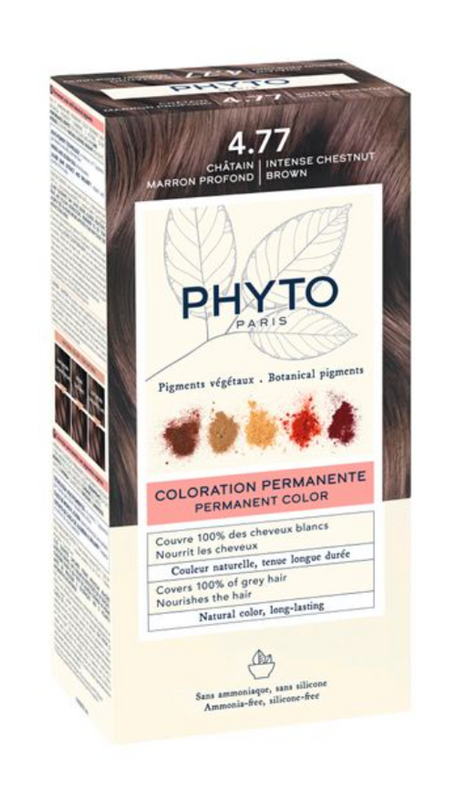 Phyto Paris Крем-краска для волос в наборе, тон 4.77, Насыщенный глубокий каштан, краска для волос, +Молочко +Маска-защита цвета +Перчатки, 1 шт.